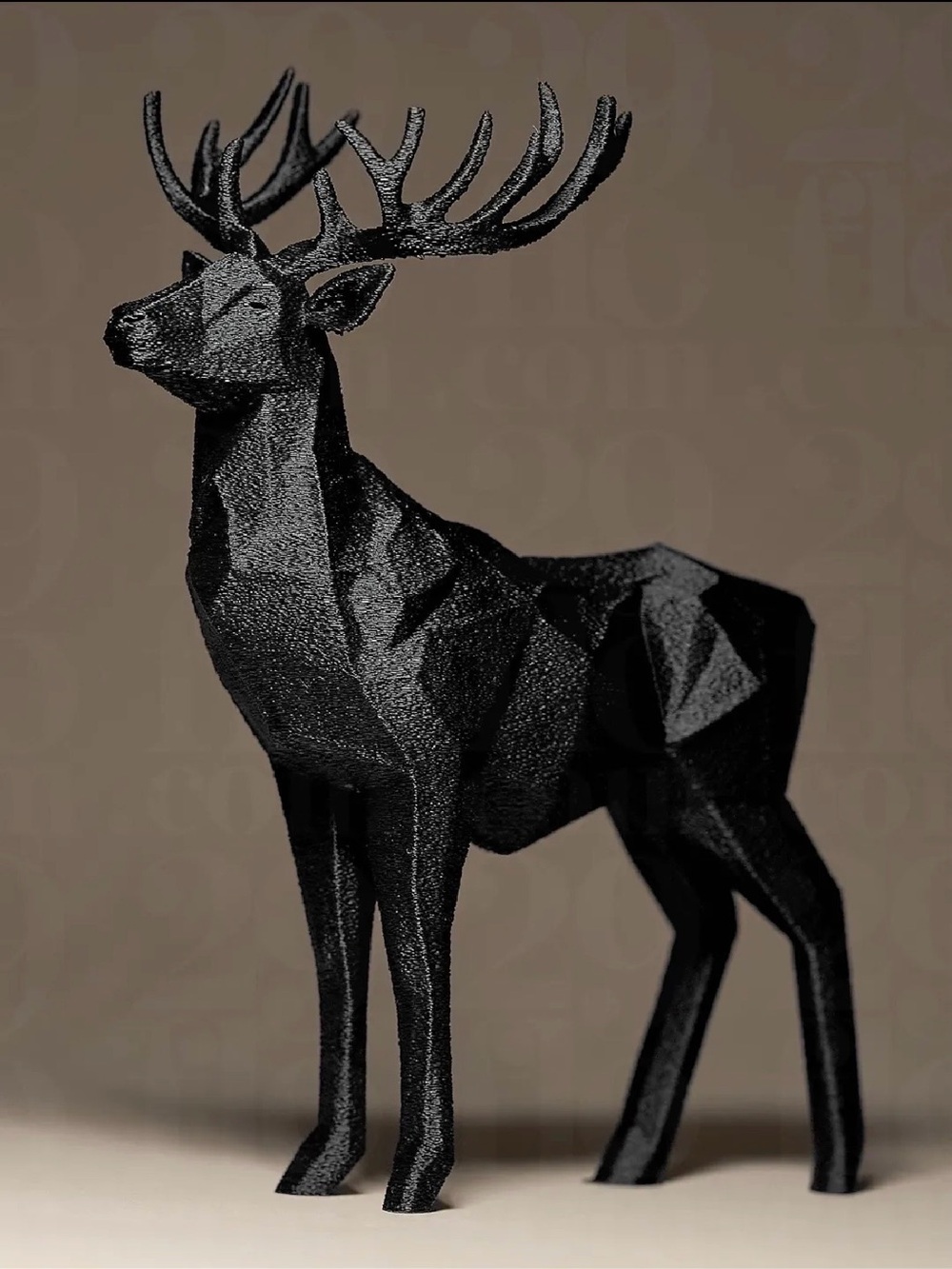 Black Geometric Deer Sculpture Wall Art - Home Art